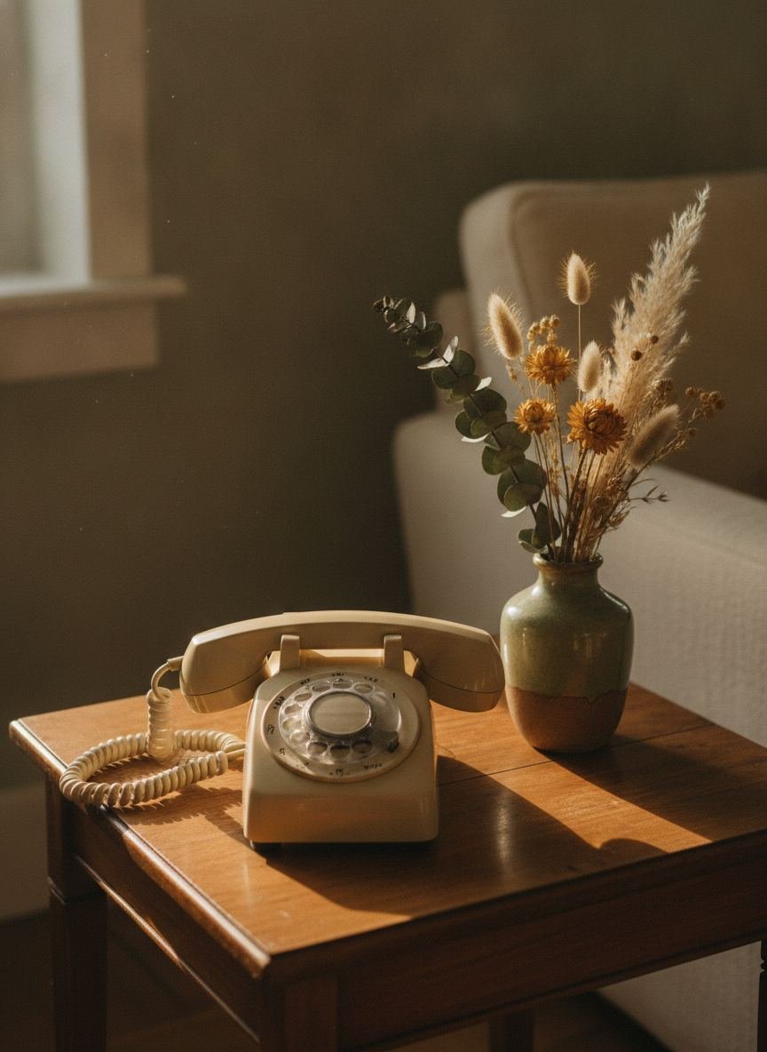 Senovinis telefono ragelis ant stalo