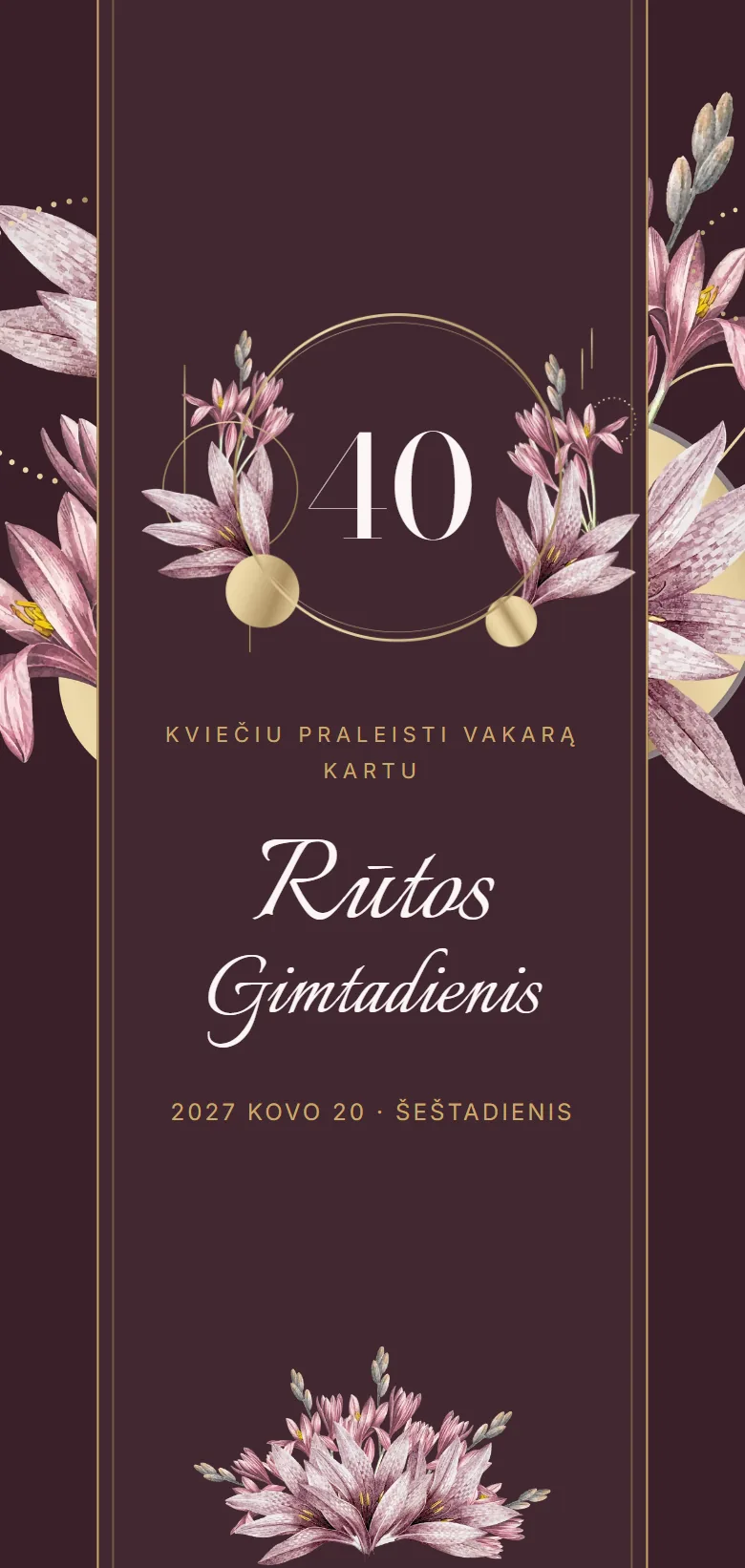 Elektroninis kvietimas telefone: Gimtadienis · Lelija