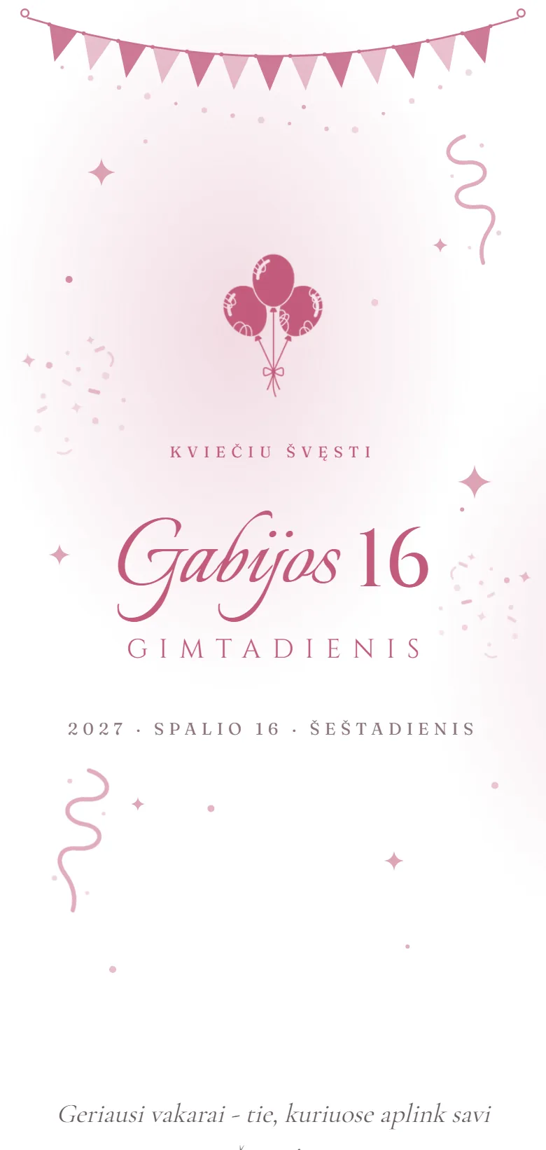 Elektroninis kvietimas telefone: Gimtadienis · Fotojuosta
