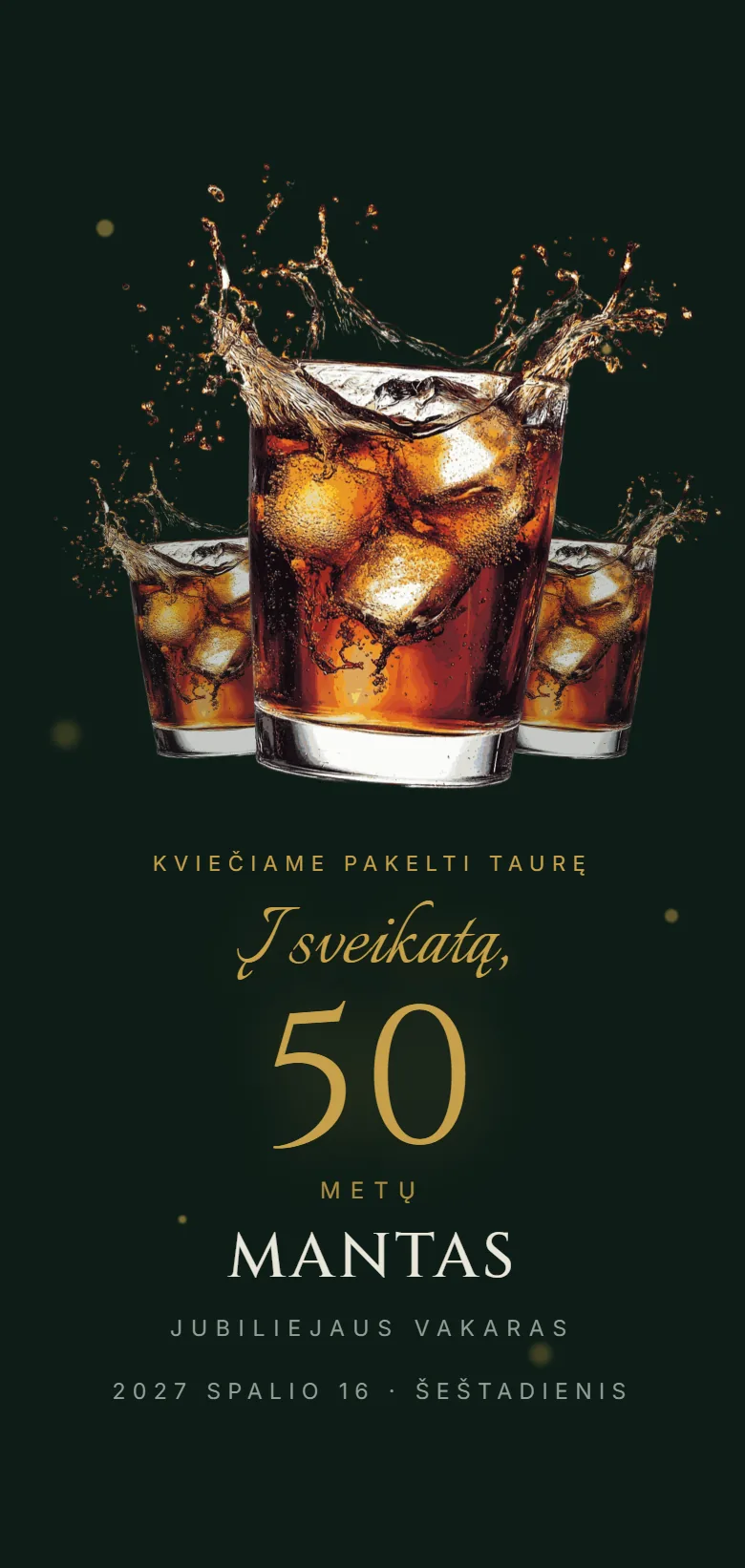 Elektroninis kvietimas telefone: Gimtadienis · Viskis