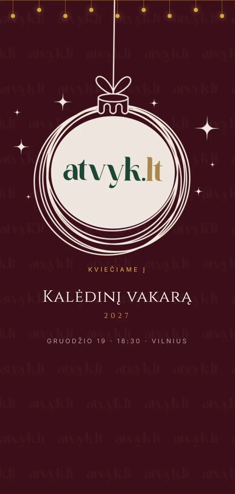 Elektroninis kvietimas telefone: Įmonės kalėdinis vakarėlis
