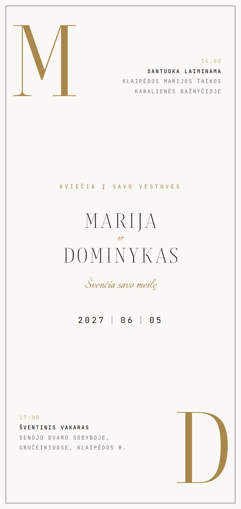 Elektroninis kvietimas telefone: Vestuvės · Monograma