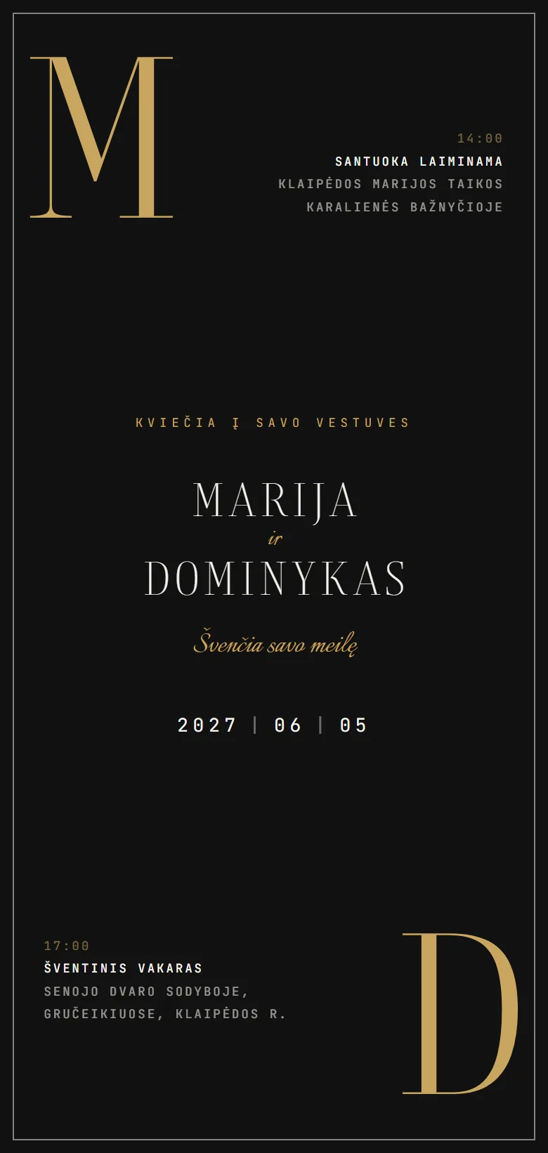 Elektroninis kvietimas telefone: Vestuvės · Monograma