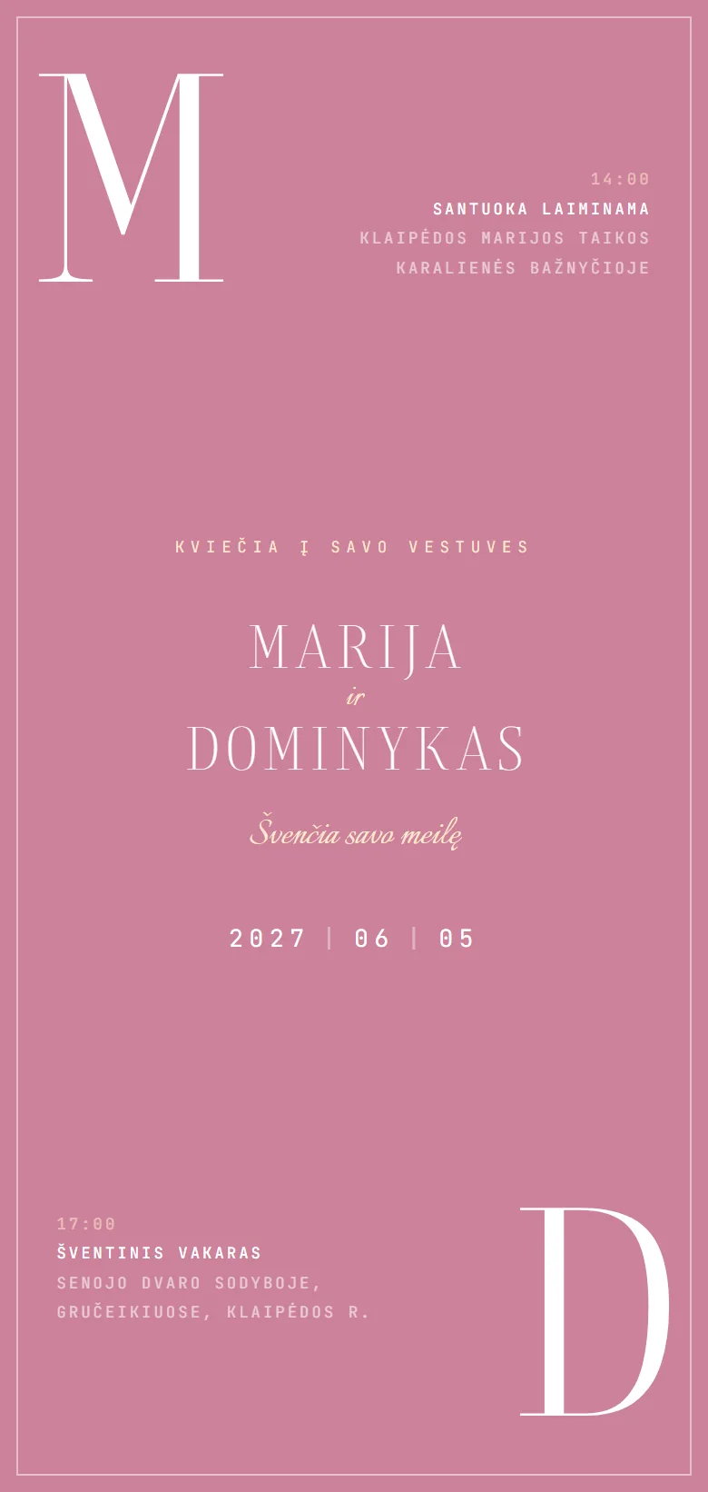 Elektroninis kvietimas telefone: Vestuvės · Monograma