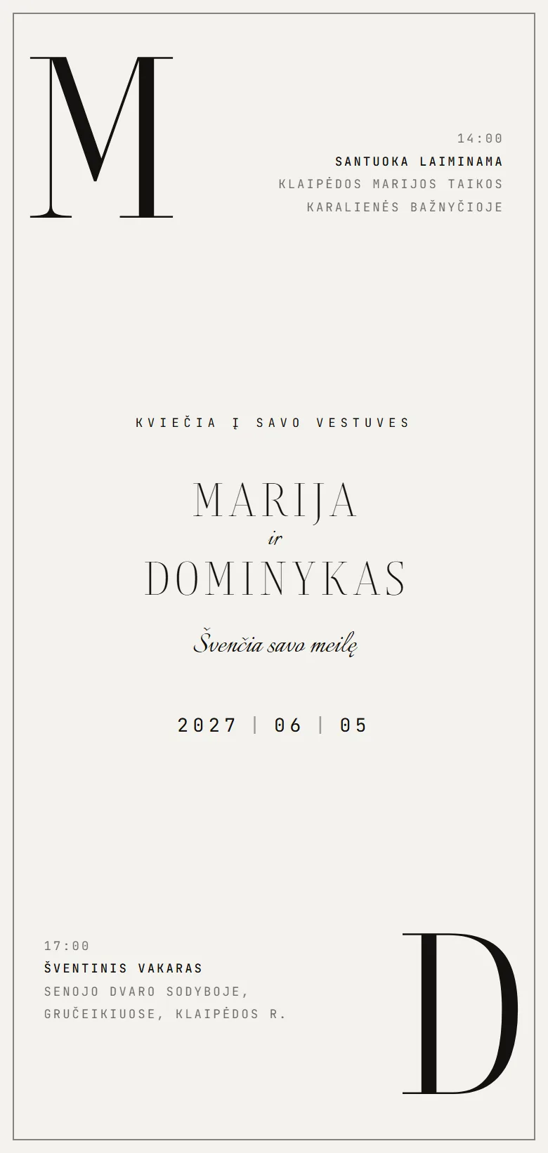 Elektroninis kvietimas telefone: Vestuvės · Monograma